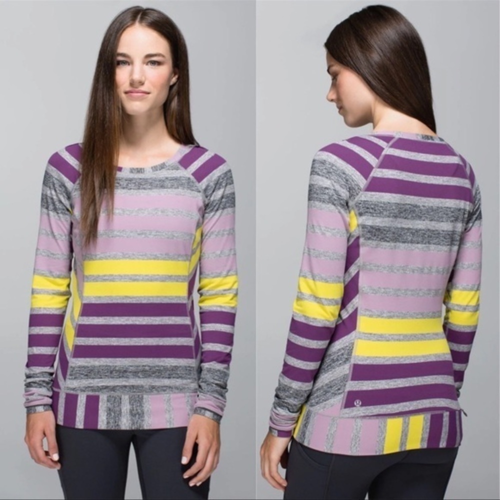 LULULEMON Race Your Pace Long Sleeve Triplet Twin Stripe Berry Yum Yum Striped